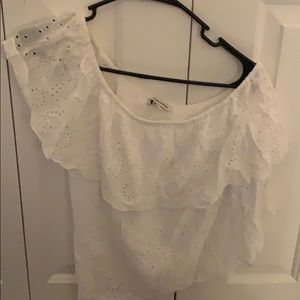 American eagle white one shoulder shirt